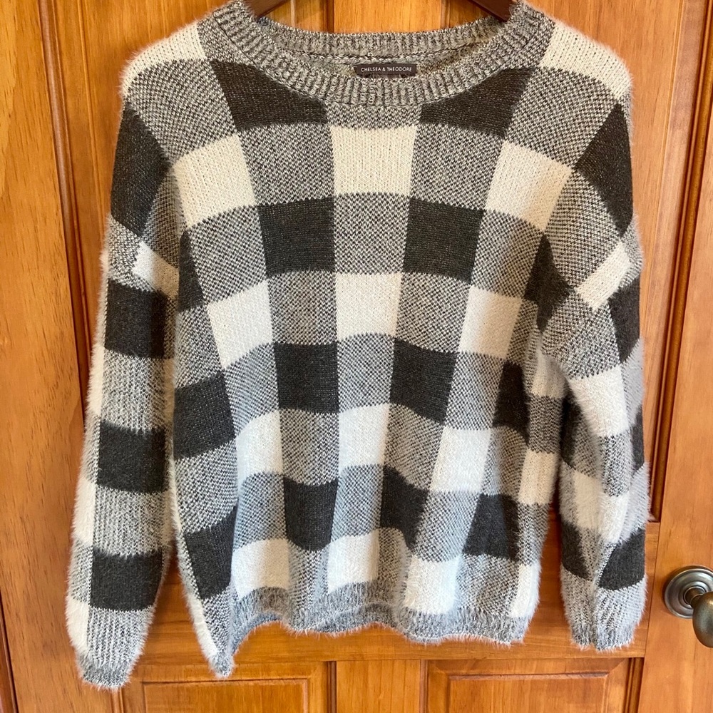 Chelsea & Theodore Buffalo Check Eyelash Sweater